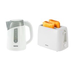 Geepas 650W 2 Slice Bread Toaster & 2200W Illuminating Electric Kettle Combo Set - 1.7L Cordless Jug Kettle for Hot Water Tea, Toaster with 6 Level Browning Control, Cancel - 2 Year Warranty