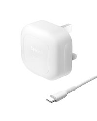 Belkin BoostCharge 20W Cubic Wall Charger, USB-C Power Delivery Fast Charging for Apple iPhone 16, Samsung Galaxy S25, iPad, AirPods & More with USB-C to C Cable included - White