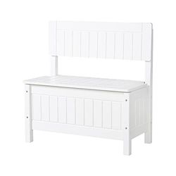 roba Banc-Coffre à Jouets pour Enfant en Bois - Banc de Rangement - Fermeture Douce - Blanc