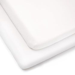 Clair de Lune Set van 2 hoeslakens van jersey katoen voor kinderwagen/wiegjes, 90 x 40 cm (wit)