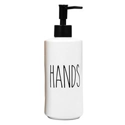 Heartland Home Dispenser di liquido vuoto in porcellana da 16 once per le mani. Dispenser di sapone per le mani per bagno, bottiglia per lozione per le mani, dispenser a pompa per lozione o pompa