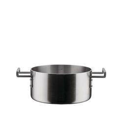Alessi Convivio DC101/20 -Cazuela de Design de Trilamina de Dos Asas, Adecuado para Inducción, Acero Inoxidable y PVD con Fondo Magnético de Acero, 20 cm, Satinado