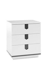 Robas Lund Angkor Bianco Opaco Laccato Metallo Antracite 3 Cassetti Comodino, BxHxT 50x58x40 cm