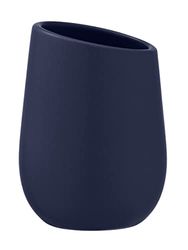 WENKO Gobelet pour brosses à Dents Badi, gobelet en céramique à Surface Mate, gobelet pour Le Rangement de brosses à Dents et du Dentifrice, idéal pour la Salle de Bain, Ø 8 x 11 cm, Bleu foncé