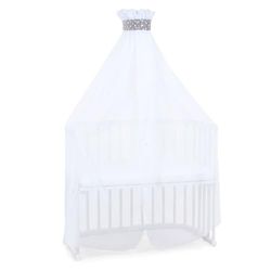 babybay Myggnät och himmel piké med band som passar alla modeller upp till 96 cm längd, brungrå stjärnor vit