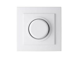 Dimmer bianco da incasso, serie 8000, potenza massima 600 W. Ideale per controllare l'intensità luminosa in casa o in ufficio, per un design moderno e funzionale.