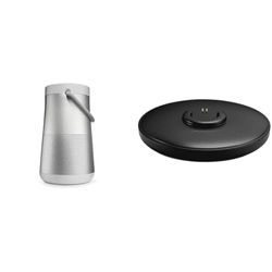 Bose Diffusore SoundLink Revolve+ II Bluetooth portatile: Diffusore wireless resistente all'acqua con batteria a lunga durata, Argento & SoundLink Revolve Base di ricarica, Nero