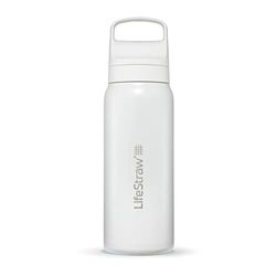 LifeStraw Go Series - Borraccia isolata in acciaio inox con filtro acqua per viaggi e uso quotidiano. Rimuove batteri, parassiti e microplastiche, migliora il sapore, 700ml, Polar White (bianco)