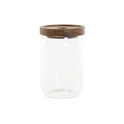 Bote DKD Home Decor Madera de acacia Vidrio de Borosilicato (600 ml) (9 x 9 x 14 cm)