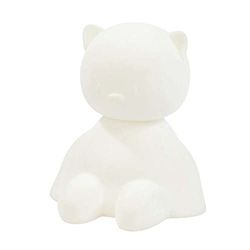 Nattou Luz noturna LED de gato de silicone, ativação por voz, 7 cores, sem BPA, 13,5 x 10,5 x 15 cm, silicone, branco
