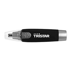 Tristar TR-2587 - Cortapelos de nariz y oreja, sin cable, con mango de goma, Negro, Plata