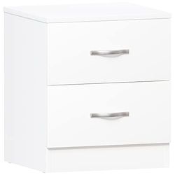 Vida Designs Mesinha de cabeceira branca, 2 asas e guias de metal, suporte único para gavetas antiarqueamento, móveis de quarto riano, prata, branco, 47 x 40 x 36 cm