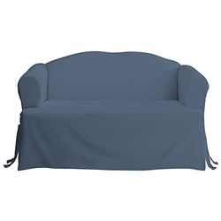 Sure Fit Duck Solid T-Cushion - Sofa Slipcover - Bluestone (SF33061)