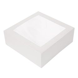 50 stuks - gebakdozen met venster 'Thepack' 250 g/m2 + Opp 30 x 30 x 8 cm, wit, golfkarton nano-micro