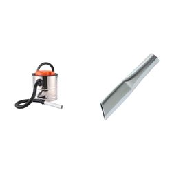Bikain DI1200INOX– Aspirateur de Cendres, 1200 W, 20 L, Cuve INOX, Argent & Ribitech PRCEN000/L Buse Plate pour avaleur de Cendre