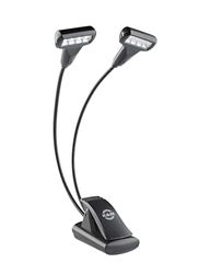 K&M 12273 Lámpara para atril Doble 4 LED Modelo T FlexLight negro - conexión por abrazadera - 3000 Kelvin, 64 lúmenes