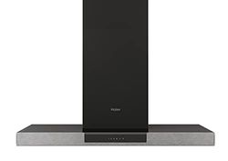 Haier I-Link HATS9DS2XWIFI- Hotte aspirante 90 cm, WIFI, puissance 746 m3/h, 4 vitesses, silencieux 64 db, filtres carbone, 3 filtres anti-graisse, verre noir avec façade inox 547-1027 x 900 x 504mm