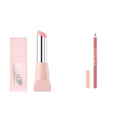 Maybelline Lip Balm and Lip Liner, Lifter Glaze Melting Balm and Lifter Liner with Hyaluronic Acid, for Hydrated and Smoother Lips, Shade Pink Drip and Line Leader, Makeup Bundle