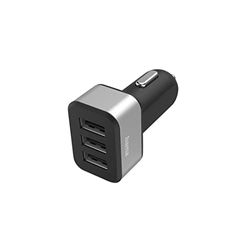 Hama 3-voudige USB-oplader voor sigarettenaansteker, oplaadadapter voor auto, 12 V/24 V