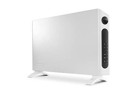 De'Longhi HSX Slim Style HSX4320E Radiateur soufflant, avec 3 niveaux de chauffage pour un chauffage rapide, thermostat numérique pour réglage de la température, minuterie 24 h, poignées de transport,
