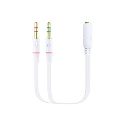 VoltShine 3,5 mm hona till 2 x uttag 3,5 mm hane 3-stifts ljudadapter, 20 cm, perfekt för anslutning av hörlurar och ljudenheter.