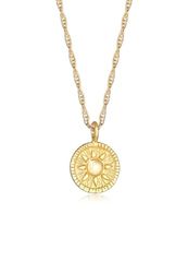 Elli Collana Donne Ciondolo Cordoncino Moneta Rotondo Sole Tendenza Vintage in Argento Sterlino 925