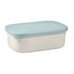 Béaba, Children's Lunch Box with Compartments, Leak-Proof and BPA-Free, Stainless Steel Bento Box Children, Silicone Case, Extremely Robust, Ideal for Nursery and School, 760 ml, Grey/Blue