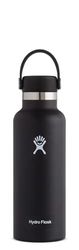 HYDRO FLASK - Waterfles van 532 ml - Vacuüm Geïsoleerde Roestvrij Stalen Drinkfles met Lekvrije Flex Cap en Handgreep - Dubbelwandige Herbruikbare Fles - BPA-vrij - Standaard Opening - Black