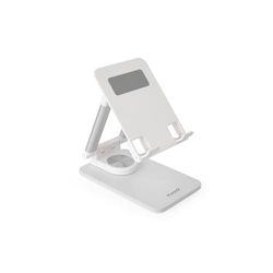 TOOQ PH-HERMES-LUNA - Supporto da Tavolo Regolabile per Smartphone o Tablet fino a 12,9”, Pieghevole, Rotazione 360°, Colore Bianco