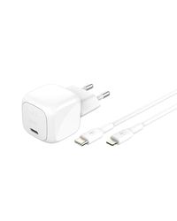 Belkin BoostCharge Caricabatterie da muro compatto da 30 W, caricatore USB-C rapido da viaggio per Apple iPhone, Samsung Galaxy, iPad, AirPods, tablet e altri, cavo USB-C/Lightning incluso, bianco
