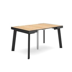 Skraut Home | Uittrekbare consoletafel | eettafel | 140 cm | voor 6 personen | houten poten | moderne stijl | eiken