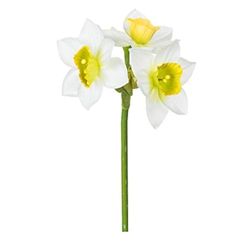 EUROCINSA Ref.76001C01 Narciso con 3 Flores Y 1 Capullo Blanco-Amarillo, Caja de 24uds, 12cm