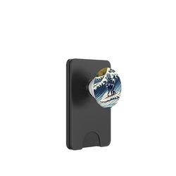 Funny Retro Vintage Surfing A Wave Chimpanzee Lover PopSockets PopWallet per MagSafe