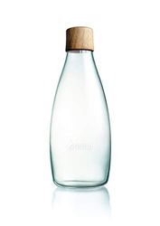 Retap Botella de Agua 0,8 L con Tapon de Madera de Nogal, 0.8 litros, Vidrio, Wooden Lid