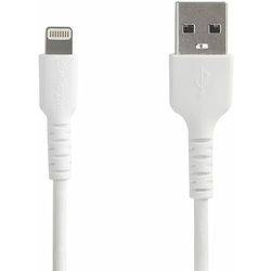 StarTech.com 2 m USB A till Lightningkabel - hållbar vit USB typ A till Lightninganslutningsladdning och synkroniseringsladdar - robust med Aramidfiber - Apple MFI-certifierad - iPad Air iPhone 11 (RUSBLTMM2M)