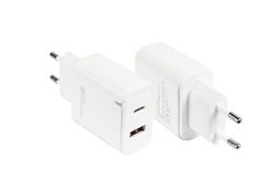 Good Connections USB-snellader 20W - 2-poorts - 1x USB C max. 20W en 1x USB A max. 18W, totaal max. 20W - Power Delivery PD 3.0 - ideaal voor smartphone, tablet, iPhone, iPad en nog veel meer - wit