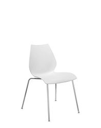 Kartell Maui Cadeira padrão de escritório sem apoios de braços, branco zinco, conjunto de 2