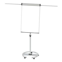 Maul Flipchart MAULsolid 66 x 97 cm Mobile Whiteboard with 5 Foot Castors and Round Base Magnetic and Height-Adjustable Board Quick Change Block Holder with 2 Paper Holders Grey