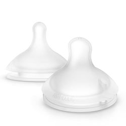 Suavinex Lot de 2 tétines physiologiques SX Pro en silicone Flux lent pour nouveau-nés, jus ou eau. Tétine + 0 mois. Avec système anticolique, 2 unités 307042