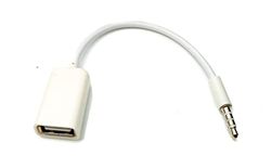 System-S Cavo audio USB 15 cm 3,5 mm jack maschio a 2.0 tipo A femmina AUX in bianco