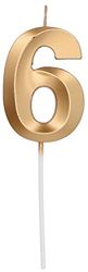 Folat 18876 Kaars Glamour Cijfer 6 Goudkleurig Metallic
