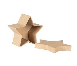 Décopatch BT085C - Un support en papier brun mâché 7x7x3cm, Mini boite étoile