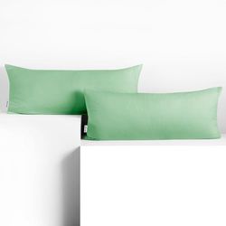 DecoKing Lot de 2 taies d'oreiller 40 x 120 cm en Jersey 100% en 100% Coton Peigné Jersey peigné avec Fermeture éclair Menthe Ambre