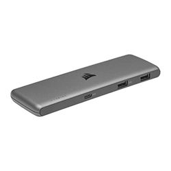 Corsair USB100 Hub di espansione con 7 porte USB-C/USB-A (3 porte USB-C, 4 porte USB-A, Autoalimentato, Alloggiamento resistente, Compatibilità con Mac e Windows) Grigio