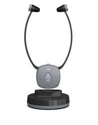 Meliconi Zestaw słuchawkowy do telewizora Easy Audio, cyfrowy model Steto z wejściem optycznym, mikrofonem otoczenia, regulacją głośności, podstawą ładowania, zasięg 20 m, zrównoważony dźwięk do