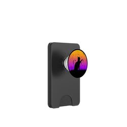 Gato con mariposa, puesta de sol PopSockets PopWallet para MagSafe