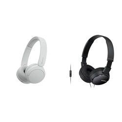 Sony WH-CH520 | Cuffie Wireless, Connessione Multipoint, con Microfono, Fino a 50 ore di durata della batteria con Ricarica rapida - Bianco & MDR-ZX110AP - Cuffie on-ear con microfono, Nero