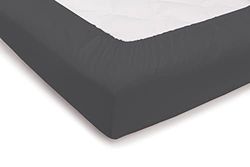 PENSIERI DELICATI Bedlaken voor tweepersoonsbed 180 x 200 cm, eenkleurig, met 25 hoeken van 100% katoen, gemaakt in Italië, kleur antraciet