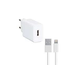 Wandlader + Lightning-kabel MFi, 2,1 A, wit