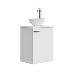 Baikal Conjunto De Mueble De Baño 45cm. Incluye Mueble con Lavabo. Melamina 16mm. Mueble MONTADO. Encimera + Lavabo. Sin Espejo 1 Puerta Tirador Horizontal Blanco